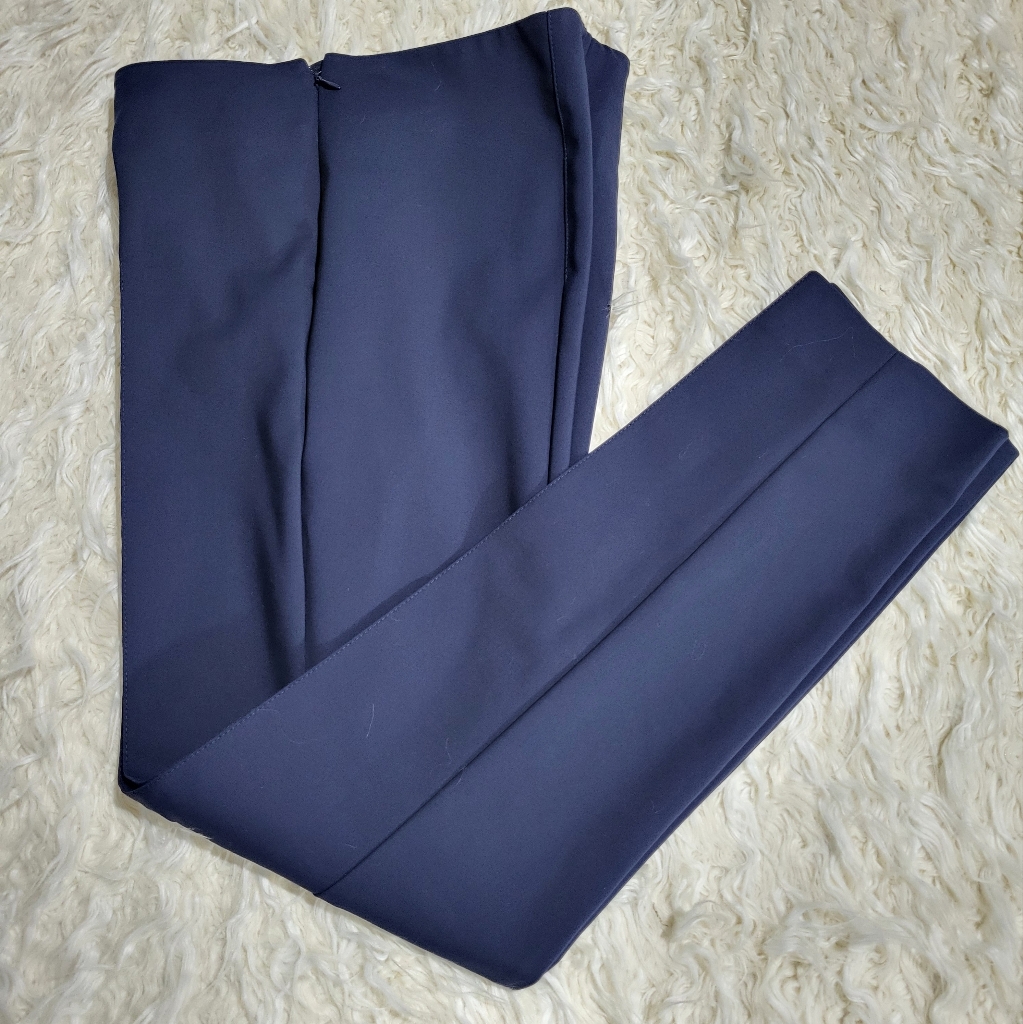 Akris High Rise Straight Leg Dress Pants In Navy Blue Size 10